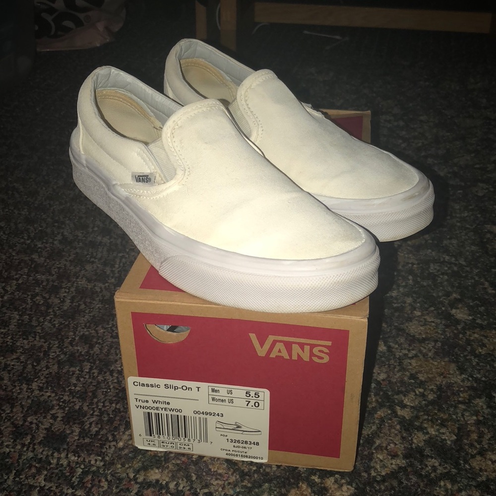 White slip on vans-The price is firm